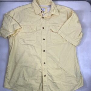 World Wide Sportsman Fishing Shirt Button Up Short Sleeve Mens Yellow‎ Large